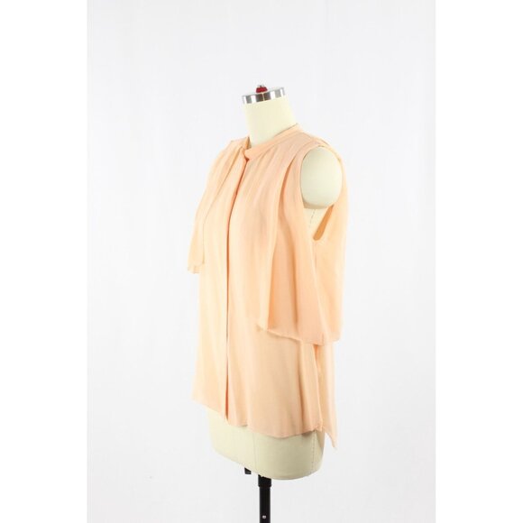 Aritzia WILFRED Peach Orange Sheer Silk Georgette Draped Blouse Top, Size XS - Picture 4 of 11